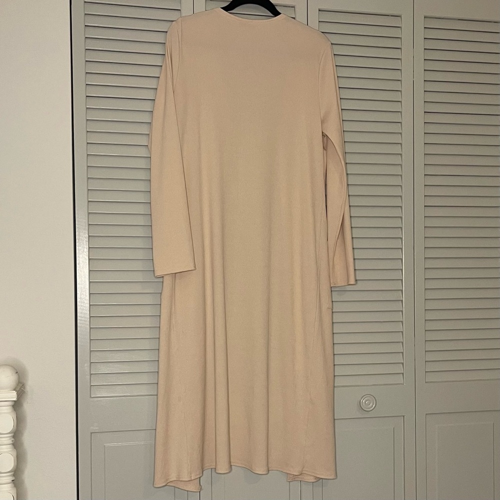 Grace Karin Long Sleeve Duster Length Open Front Pink Cardigan with Pockets - Picture 2 of 7